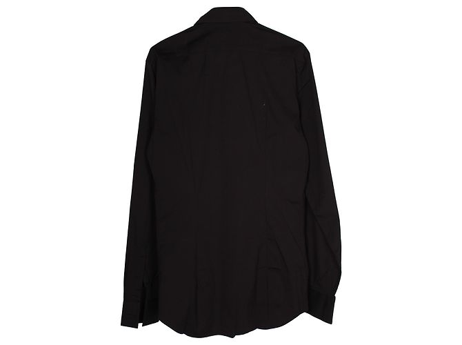 Camicia a maniche lunghe classica con bottoni Prada in cotone nero - vista 2