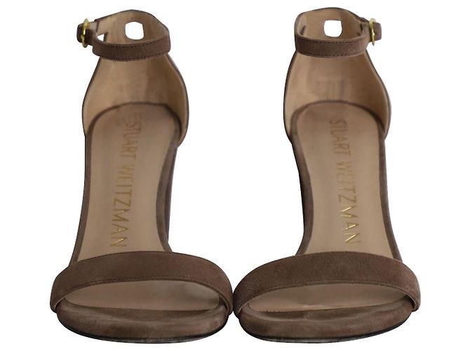 Sandali minimalisti con tacco alto Stuart Weitzman in camoscio marrone - vista 2