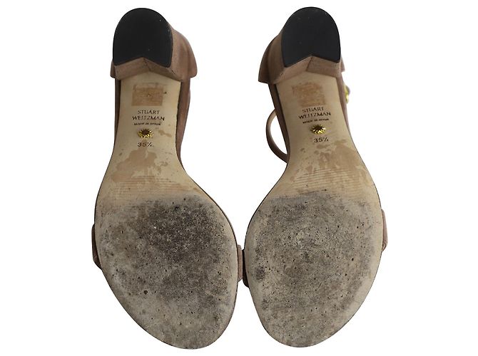 Sandali minimalisti con tacco alto Stuart Weitzman in camoscio marrone - vista 6