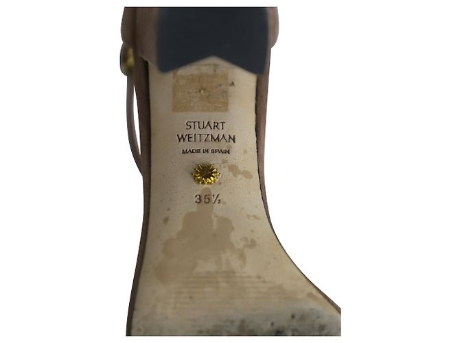 Sandali minimalisti con tacco alto Stuart Weitzman in camoscio marrone - vista 7