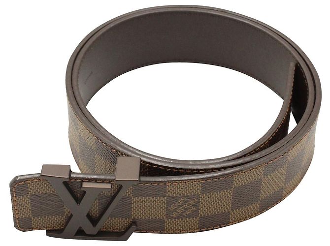 Louis Vuitton Cinto com fivela LV em couro marrom Damier - vista 3