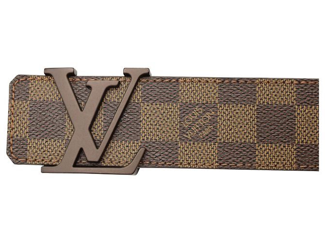 Louis Vuitton Cinto com fivela LV em couro marrom Damier - vista 7