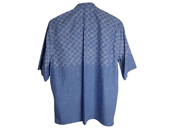Polo a maniche corte con stampa logo Louis Vuitton Damier in cotone blu - vista 2