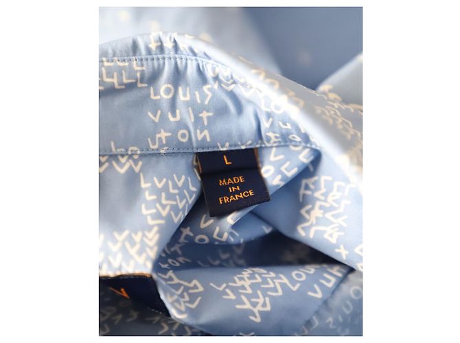 Polo a maniche corte con stampa logo Louis Vuitton Damier in cotone blu - vista 5
