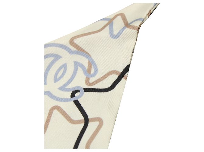 Fascia sottile stampata stella Chanel in seta ecrù Bianco Crudo - vista 7