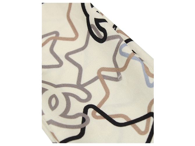 Fascia sottile stampata stella Chanel in seta ecrù Bianco Crudo - vista 8