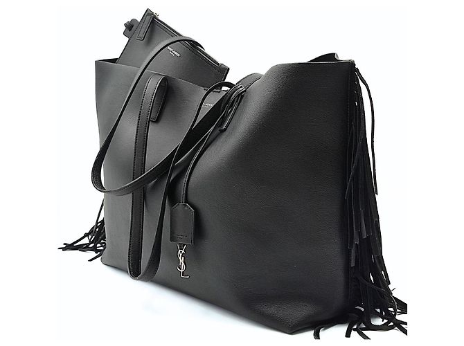 Borsa a spalla Saint Laurent Shopper tinta unita con frange - vista 2