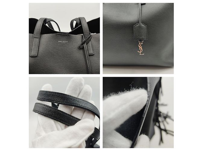 Borsa a spalla Saint Laurent Shopper tinta unita con frange - vista 5