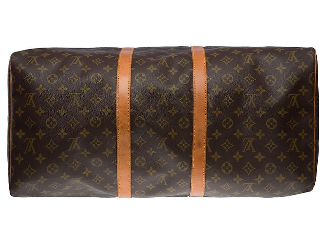 LOUIS VUITTON Borsa Keepall in Tela Marrone - 100222 - vista 10