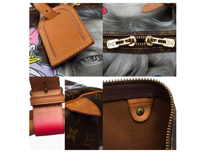 LOUIS VUITTON Borsa Keepall in Tela Marrone - 100222 - vista 6