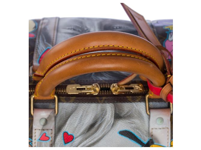 LOUIS VUITTON Borsa Keepall in Tela Marrone - 100222 - vista 9