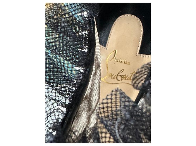 Christian Louboutin Stivali Pigalla in pizzo 100 Nero - vista 5
