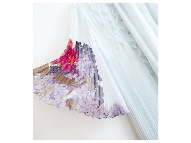 Valentino Resort 2020 Plissiertes Chiffonkleid Hellblau - Ansicht 7