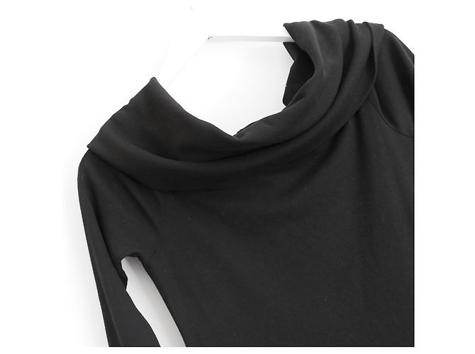 Autre Marque Schwarzes Midikleid mit Wasserfallausschnitt von Rosetta Getty - Ansicht 2