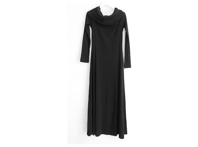 Autre Marque Schwarzes Midikleid mit Wasserfallausschnitt von Rosetta Getty - Ansicht 3