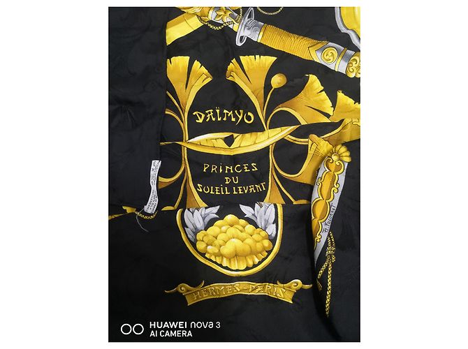 Kelly Hermès Foulard Hermes Daimyo Princes Du Soleil Levant Di p. Faconnet Nero - vista 2