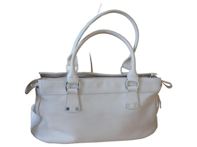 Borsa a mano Longchamp in pelle martellata crema - vista 2