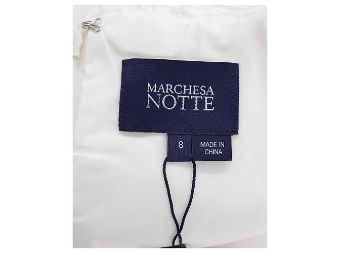 Marc Jacobs Schulterfreies, besticktes Spitzen-Cocktailkleid von Marchesa Notte aus elfenbeinfarbenem Polyester Weiß Roh - Ansicht 3