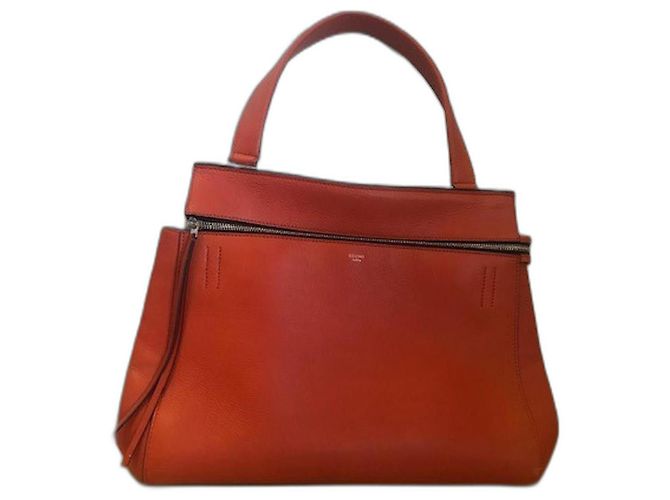 Borsa Céline Edge Grande in pelle arancione - vista 2
