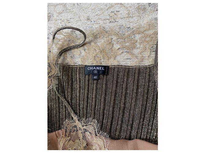 Chanel Kleid aus Spitze Khaki - Ansicht 7