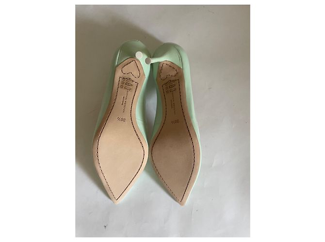 Sophia Webster Lola Pipe Mint 70 Absatz Schuhe Weiß Hellgrün Lackleder - Ansicht 10