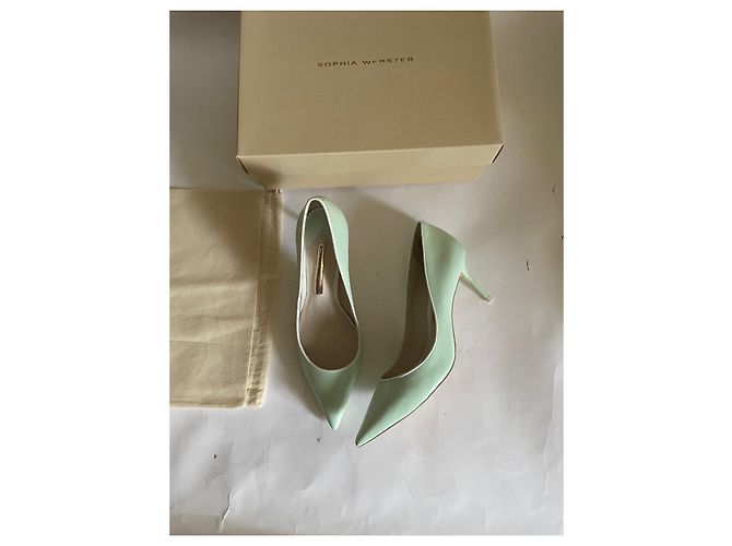 Sophia Webster Lola Pipe Mint 70 Absatz Schuhe Weiß Hellgrün Lackleder - Ansicht 2
