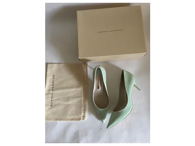 Sophia Webster Lola Pipe Mint 70 Absatz Schuhe Weiß Hellgrün Lackleder - Ansicht 4