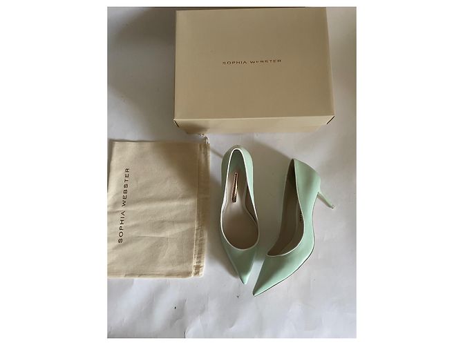 Sophia Webster Lola Pipe Mint 70 Absatz Schuhe Weiß Hellgrün Lackleder - Ansicht 6