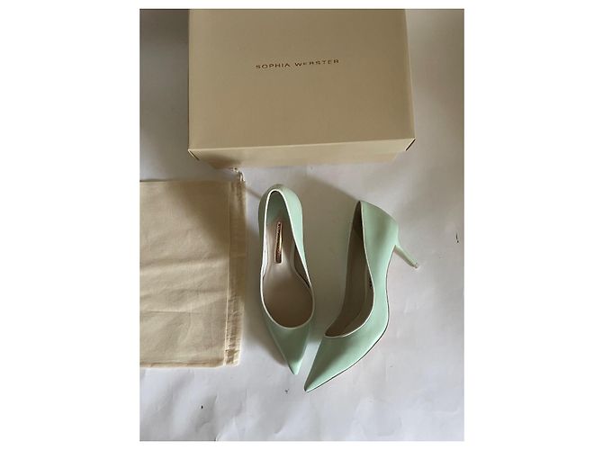 Sophia Webster Lola Pipe Mint 70 Absatz Schuhe Weiß Hellgrün Lackleder - Ansicht 7