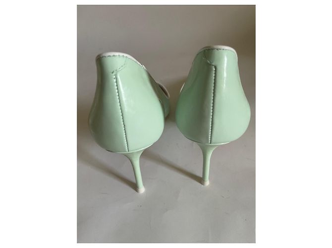 Sophia Webster Lola Pipe Mint 70 Absatz Schuhe Weiß Hellgrün Lackleder - Ansicht 8