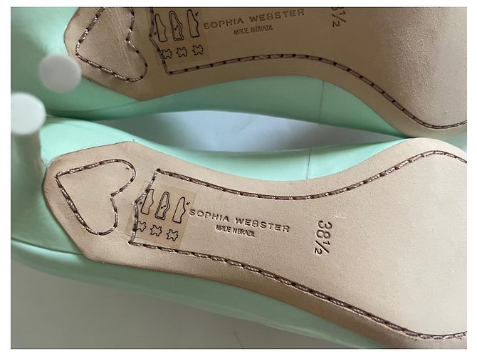 Sophia Webster Lola Pipe Mint 70 Absatz Schuhe Weiß Hellgrün Lackleder - Ansicht 9