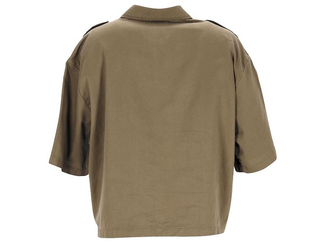 Céline Camisa corta con botones de estilo militar Celine en algodón caqui - vista 3