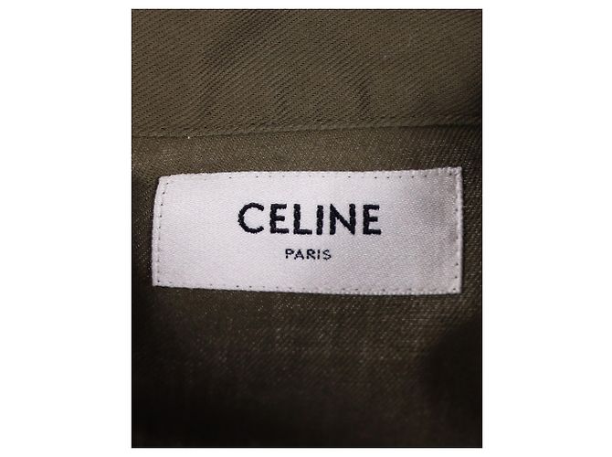 Céline Camisa corta con botones de estilo militar Celine en algodón caqui - vista 4