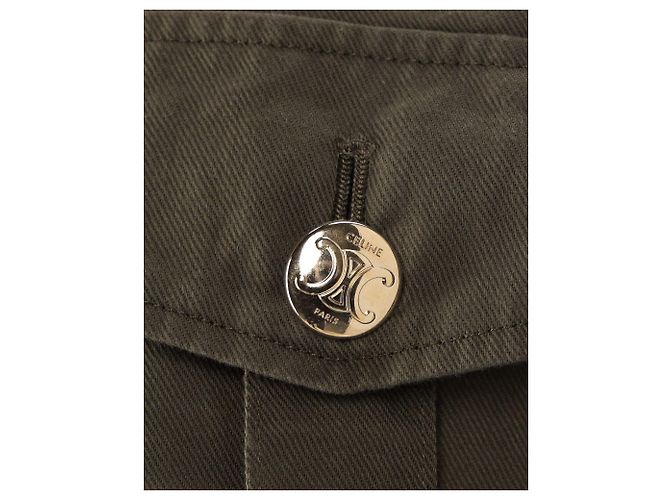 Céline Camisa corta con botones de estilo militar Celine en algodón caqui - vista 5