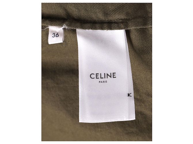 Céline Camisa corta con botones de estilo militar Celine en algodón caqui - vista 6