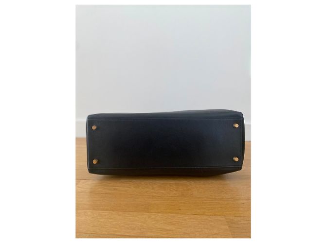 Kelly Borsa Hermès in pelle nera 35cm Nero - vista 3