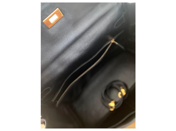 Kelly Borsa Hermès in pelle nera 35cm Nero - vista 7