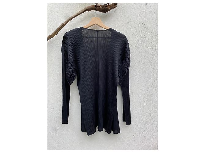 Issey Miyake Pleats Please Strickjacke Schwarz - Ansicht 2