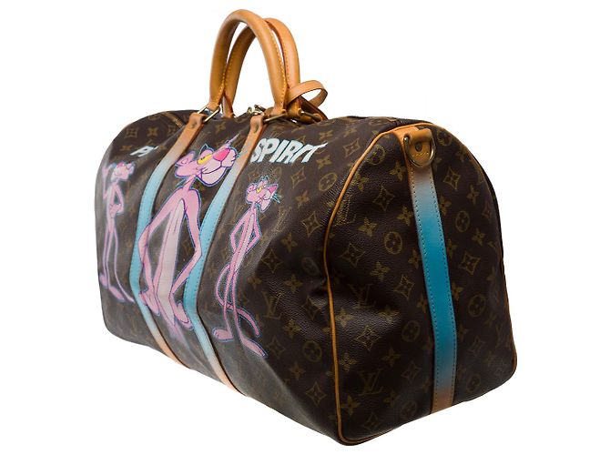 LOUIS VUITTON Keepall Bag in Brown Canvas - 101244 - view 4