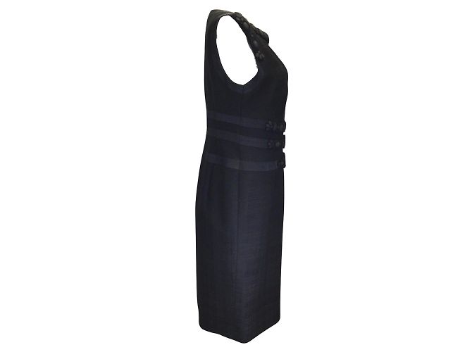 Vestido midi de lana sin mangas con bordado negro de Carolina Herrera - vista 2