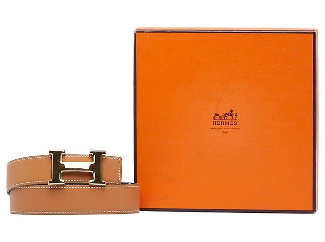 Hermès Cinturón Constance reversible Hermes marrón Castaño - vista 9