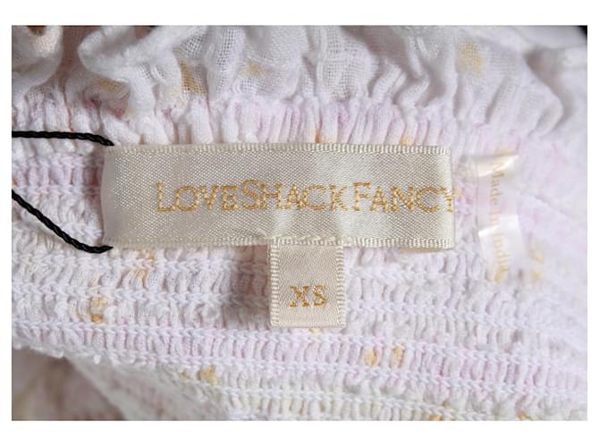 LOVESHACKFANCY Top fruncido Bucky de algodón blanco - vista 4