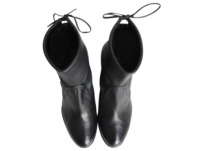 Stuart Weitzman Botines Shorty en Cuero Negro - vista 7