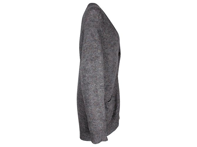 Isabel Marant Cardigan oversize con scollo a V in mohair grigio - vista 2