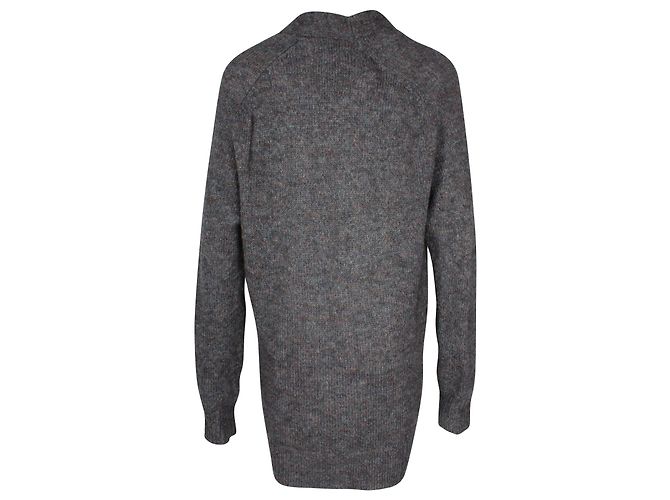 Isabel Marant Cardigan oversize con scollo a V in mohair grigio - vista 3