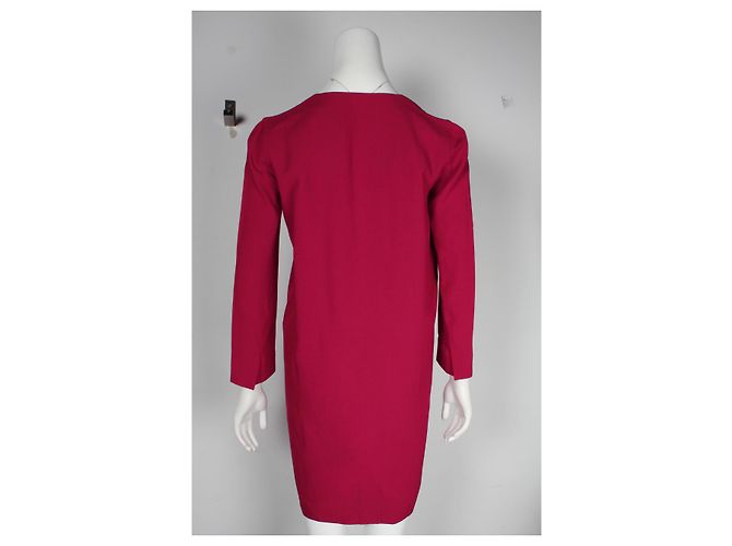 Abito Vanessa Bruno a maniche lunghe con scollo a V in acetato magenta Rosa - vista 3