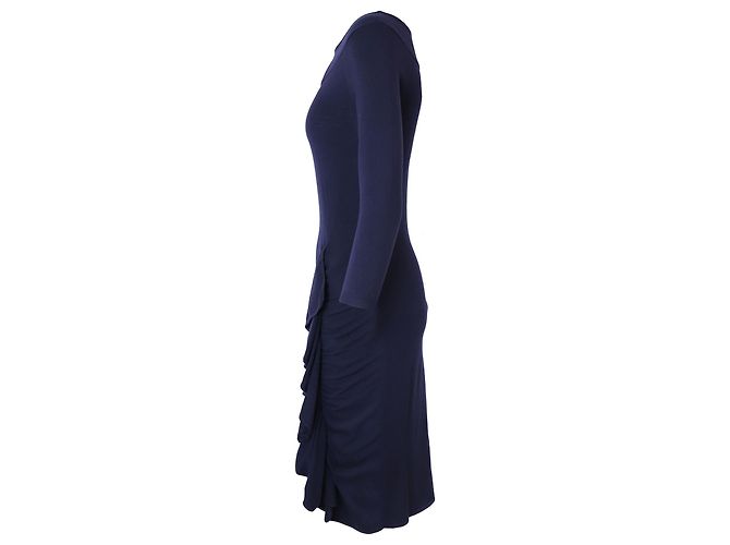 Moschino Rüschen-Midikleid aus marineblauer Wolle - Ansicht 2