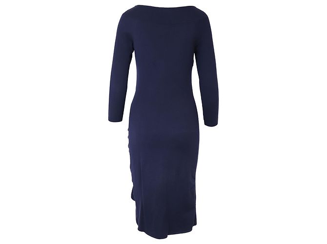 Moschino Rüschen-Midikleid aus marineblauer Wolle - Ansicht 3