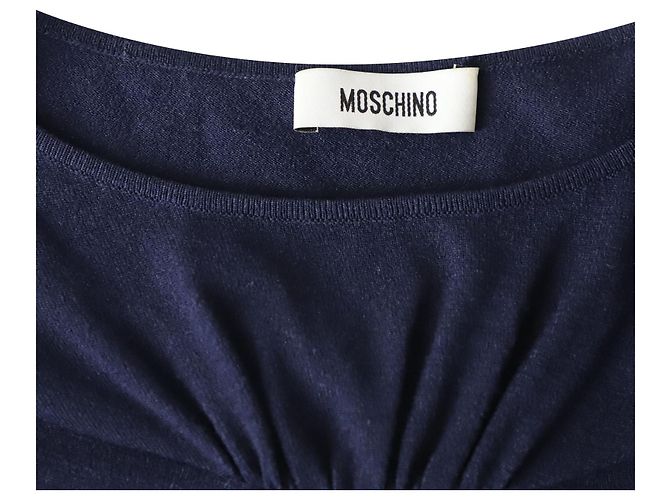 Moschino Rüschen-Midikleid aus marineblauer Wolle - Ansicht 4