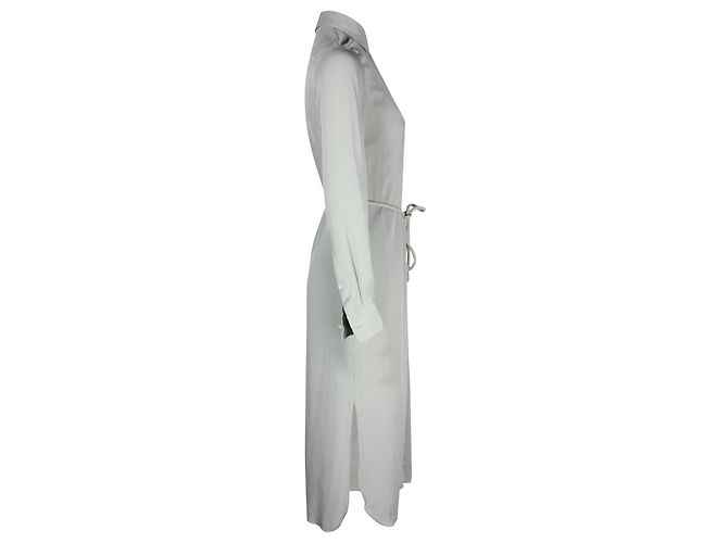 Vestido camisero midi con cinturón Theory en seda gris - vista 2